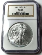 2001 American Silver Eagle NGC MS69