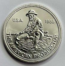 1986 Engelhard American Prospector 1 ozt .999 Fine Silver Round
