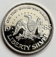 1985 Liberty Silver A-Mark 1 ozt .999 Fine Silver Round