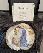 COLLECTIBLE CERAMIC PLATE - MARY AND JESUS PAINT - IN ORIGINAL BOX WITH PAPERS