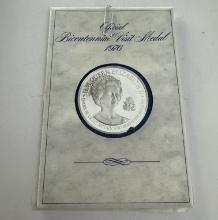 1976 STERLING SILVER MEDAL - QUEEN ELIZABETH II OFFICIAL BICENTENNIAL VISIT TO USA - CERTIFIED