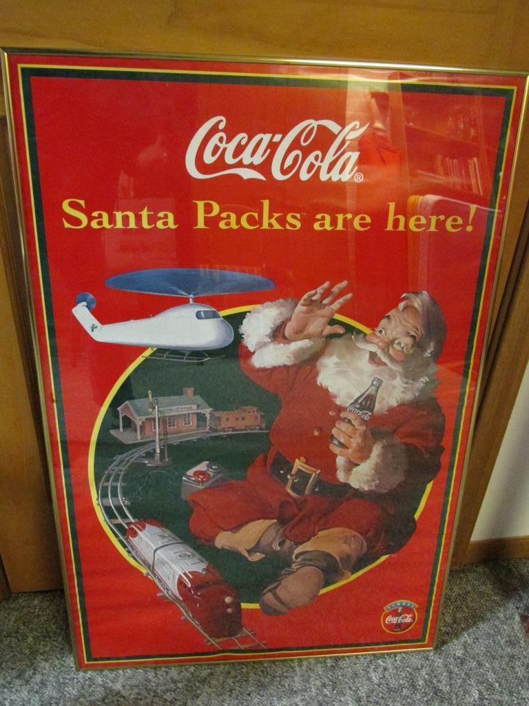 Gold Framed Coca-Cola Santa Poster