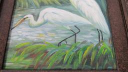 Original Oil Painting Of Herons On Canvas - LR