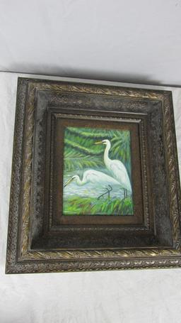 Original Oil Painting Of Herons On Canvas - LR