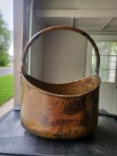 intage Large Aged Copper Riveted Shaped Art Basket