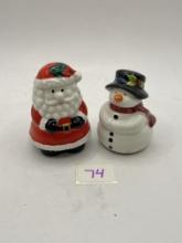 SANTA AND SNOWMAN SALT AND PEPPER SHAKERS