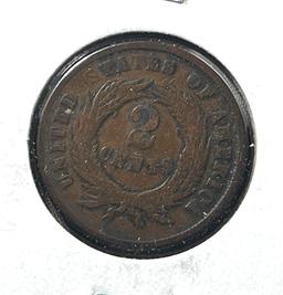 1865 US 2 Cent Piece, Civil War Coin