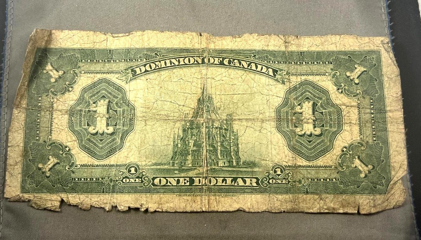 LARGE SIZE 1923 $1 RED SEAL DOMINION OF CANADA NOTE