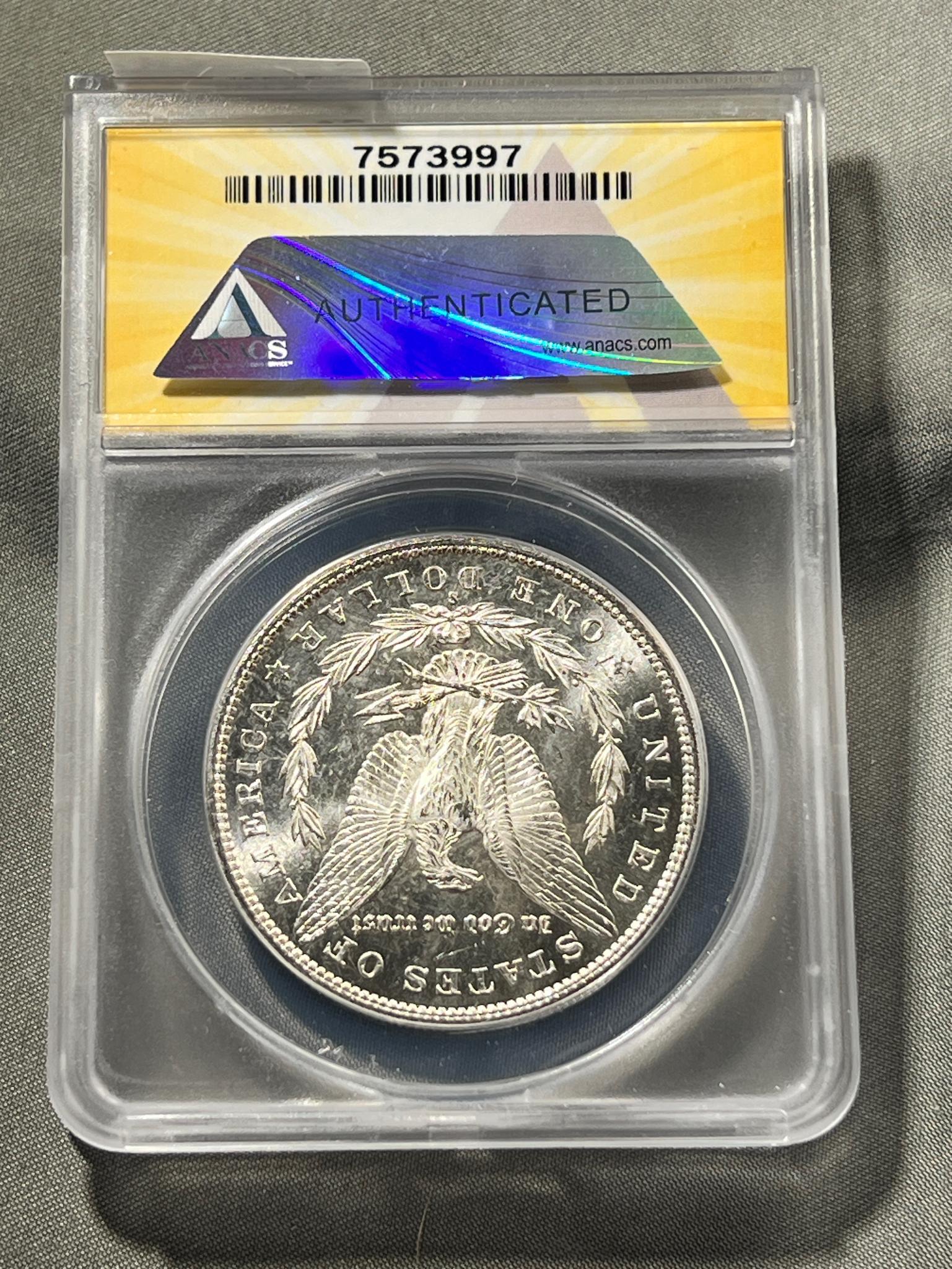 1879-S Morgan Silver Dollar on ANACS MS63 Holder