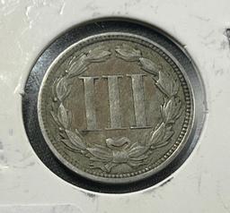 1865 US 3 Cent Nickel, Civil War Coin