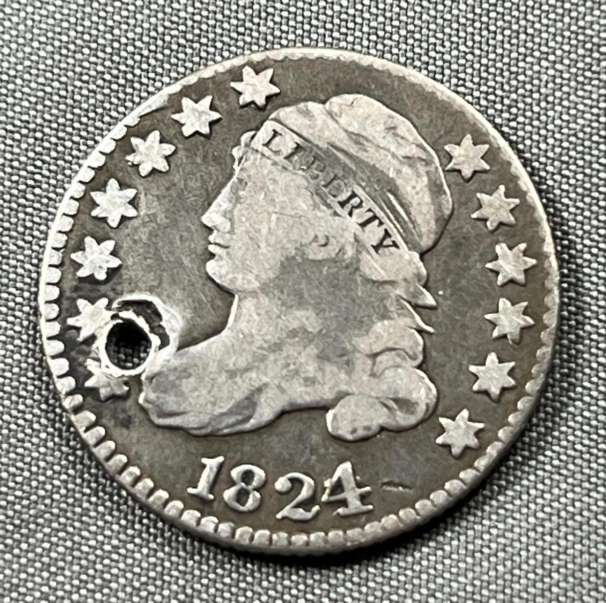 1824 Capped Bust Dime, Full LIBERTY, nice early type coin