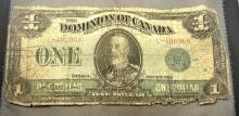 LARGE SIZE 1923 $1 RED SEAL DOMINION OF CANADA NOTE