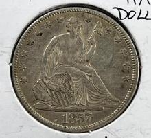L@@K 1857 Seated Liberty Half Dollar, great looking coins, FULL LIBERTY
