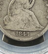 L@@K 1844-O Seated Liberty Half Dollar, DOUBLED DATE in PCGS G06 holder