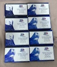 1999, 2000, 2001, 2002, 2003, 2004, 2005 and 2006 Statehood Quarters ONLY US Proof Sets, SELLS TIMES