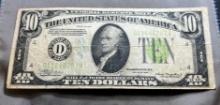 1934 Green Seal $10.00 US Federal Reserve Note
