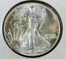 1986 US Silver Eagle .999 silver, GEM UNC