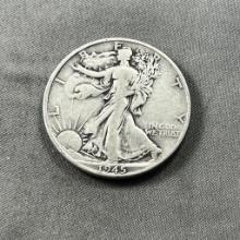 1945 US Walking Liberty Half Dollar, 90% Silver