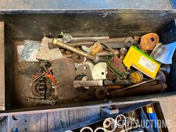 Metal tool box w/ assorted sockets, wrenches etc.