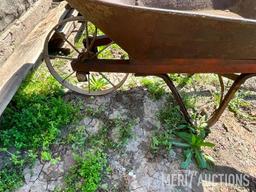 Vintage steel wheeled wheel barrow