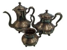 Antique Meriden 3 piece silver plated tea set