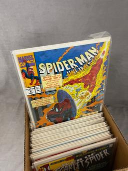 Comic Book Short Box Hulk, Spider-Man, Captain America Collection 120+