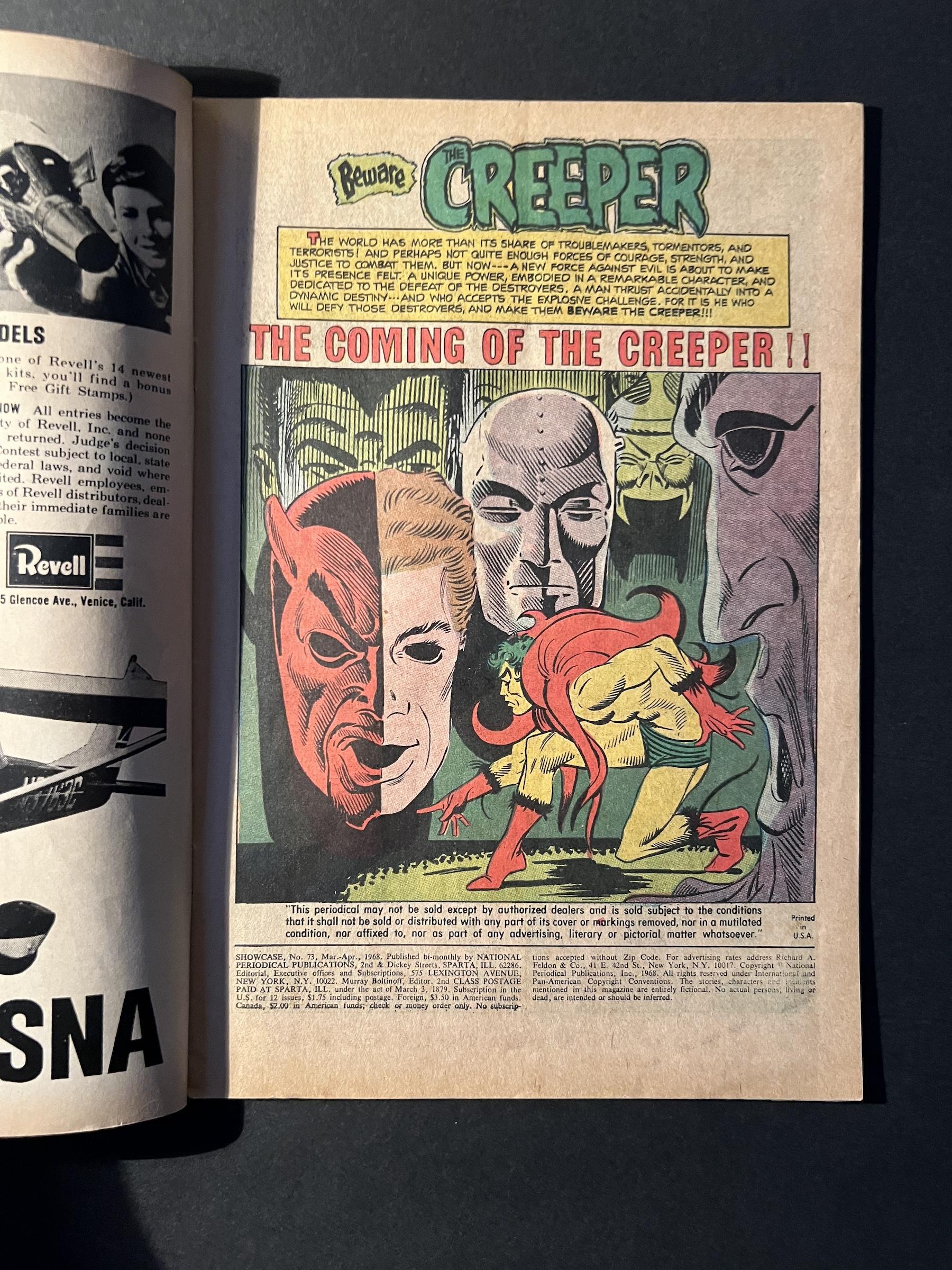 Showcase #73 Origin & 1st App of the Creeper DC Comic Book