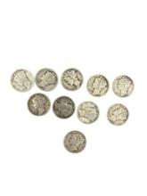 MIxed Dates Vintage Silver Dime Mercury Liberty Coin Collection Lot of 10