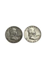 Vintage Silver One Dollar Face Half Dollar Value Mercury Liberty Coin Collection Lot of 2