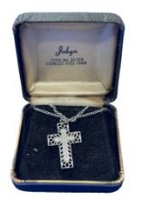 Sterling silver cross with stainless steel chain