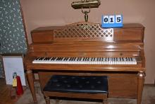 Baldwin Upright Piano with Bench and Lamp