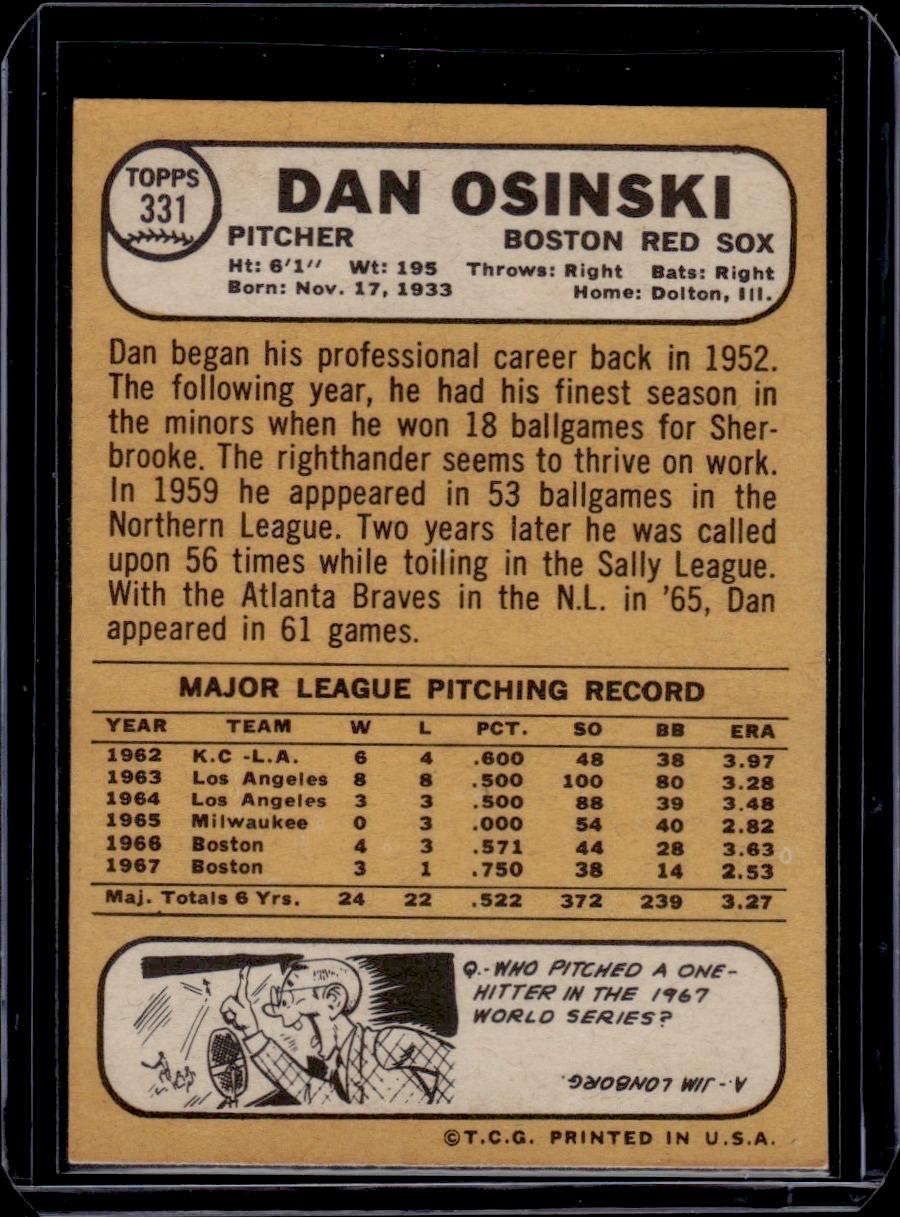 Dan Osinski 1968 Topps #331