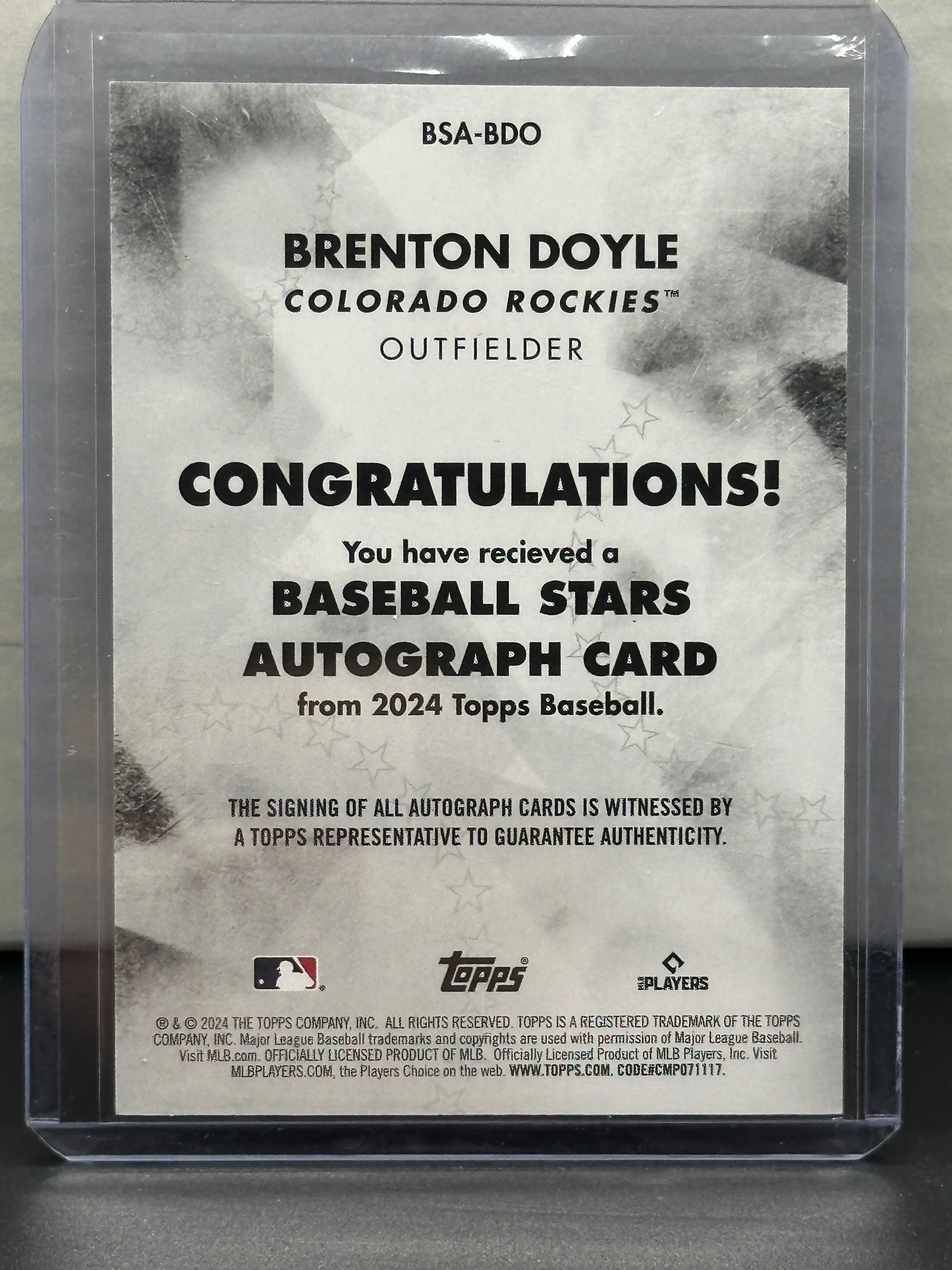 Brenton Doyle 2024 Topps Baseball Stars Auto #BSA-BDO
