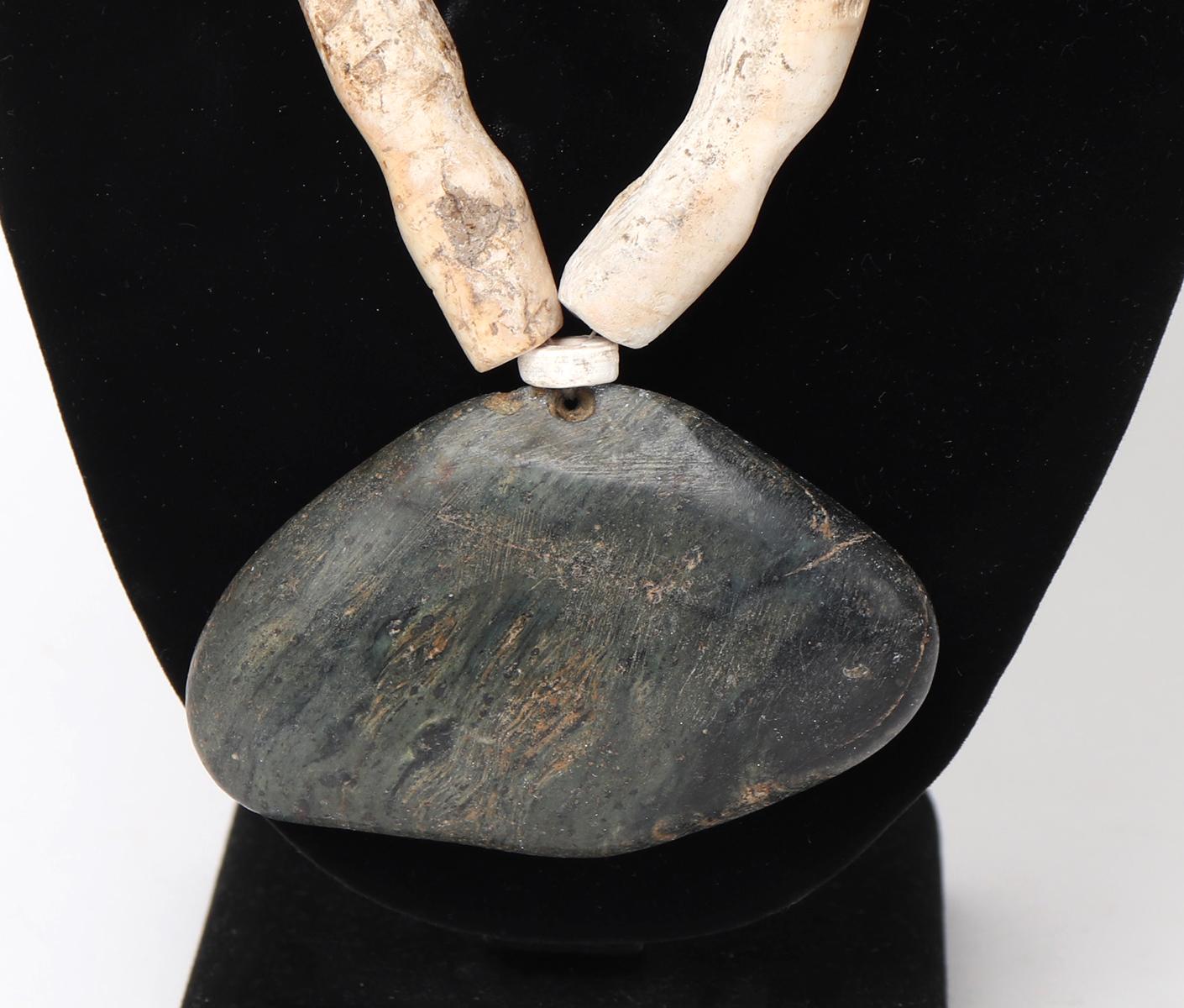 Pre-Columbian Shell & Green Hardstone Necklace, Colima 300BCE-300CE