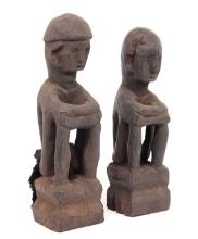 Pair of Primitively Carved Seated Philippines Bulul