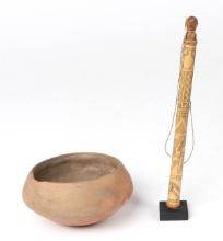 Pre-Columbian Bowl and PNG Bamboo Finial