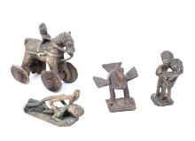 4 Bronze Miniatures, Asante Weights & Indian Horse