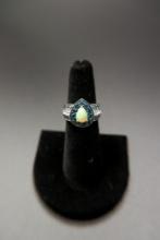 Ethiopian Opal and White Topaz Sterling Silver Ring