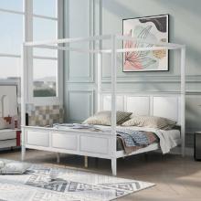 King Size Canopy Bed In White