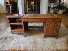 Ethan Allen Single Pedestal Desk And Side Cabinet