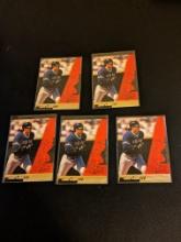 x5 lot all being 1996 Topps Laser Baseball Card #38 Jose Canseco's