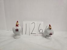 IH ceramic hen and rooster salt and pepper shakers