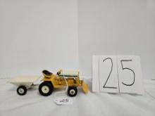 Cub Cadet garden tractor 1/16th scale with metal plow and plastic wagon no box
