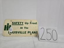 Front license plate IH safety up front at the Louisville plant plastic fair condition