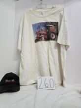 Hanes heavyweight tshirt XX with photo of 1568 tractor & CFS hat needs cleaned