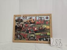 wooden framed IH 2 + 2 tractor puzzle picture