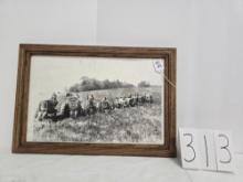 Framed early photo of plow day in Newville with Jeff Showaker's brother, Ronnie
