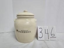 Farmall  crock cookie jar with lid good condition