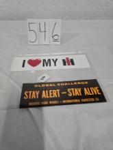 2 IH decals I love my IH and global challenge stay alert stay alive