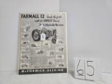 Farmall 12 Mccormick-Deering on cardbord display